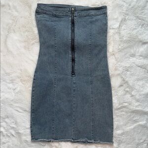 Denim Zip-Front Skirt